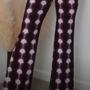 ZARA NEW WOMAN HIGH-WAIST PRINTED FLARED TROUSERS PANT PINK Small 2028/006